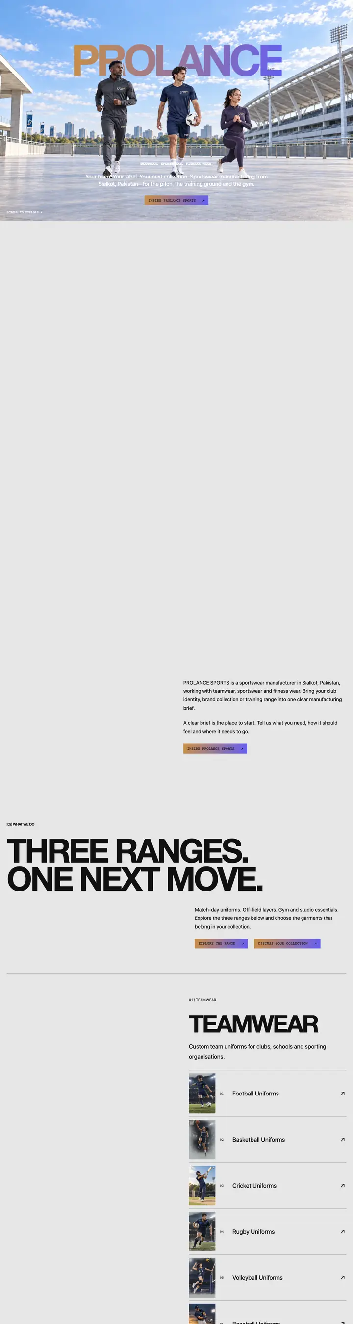 Prolance Sports homepage